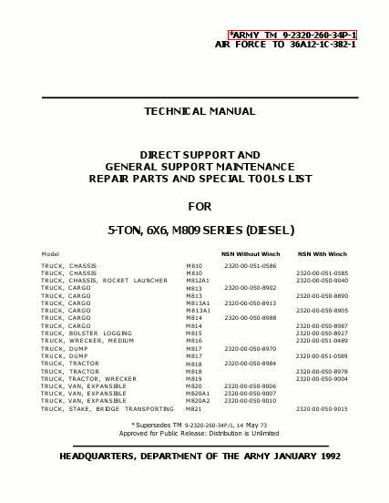 TM 9-2320-260-34P-1 Technical Manual